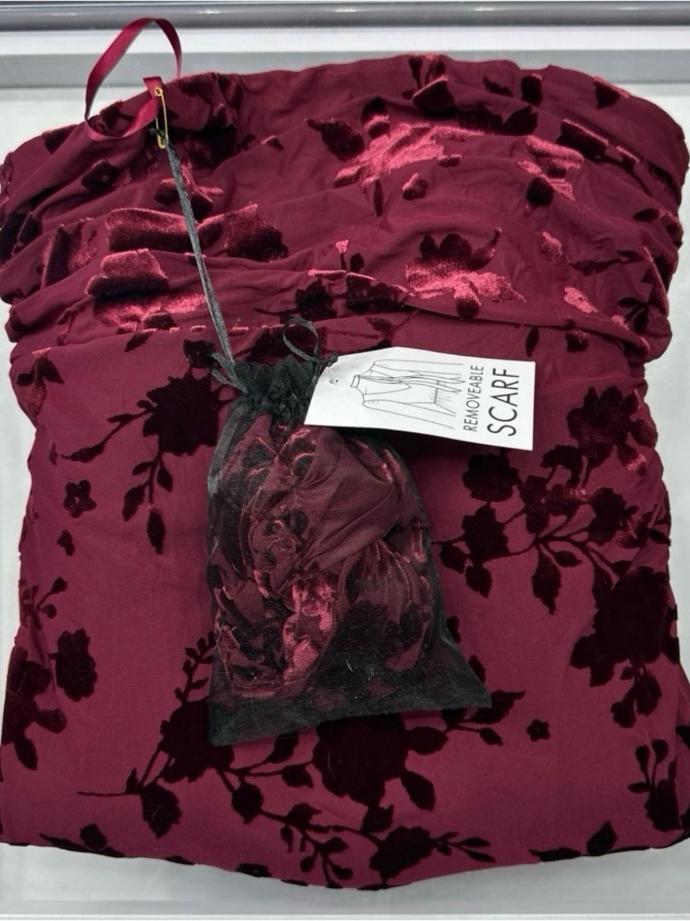 Red Flower Dress And A Scarf (Ready To Ship)
